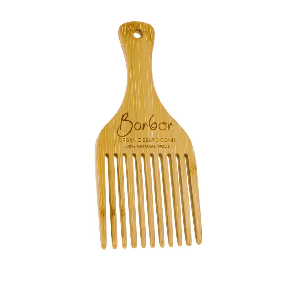 Natural wood beard comb
